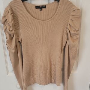 Almost Famous Beige Ribbed Long Sleeve Top